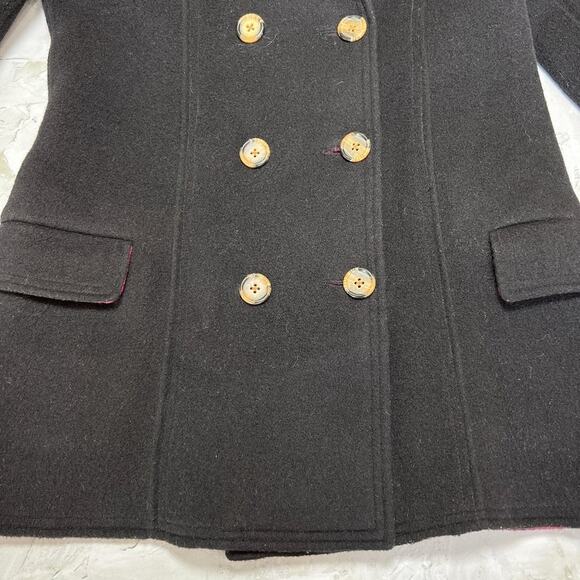 Lilly Pulitzer Wool Pea Coat SIZE Small Black Pink Lining Jacket Pockets - Picture 8 of 12